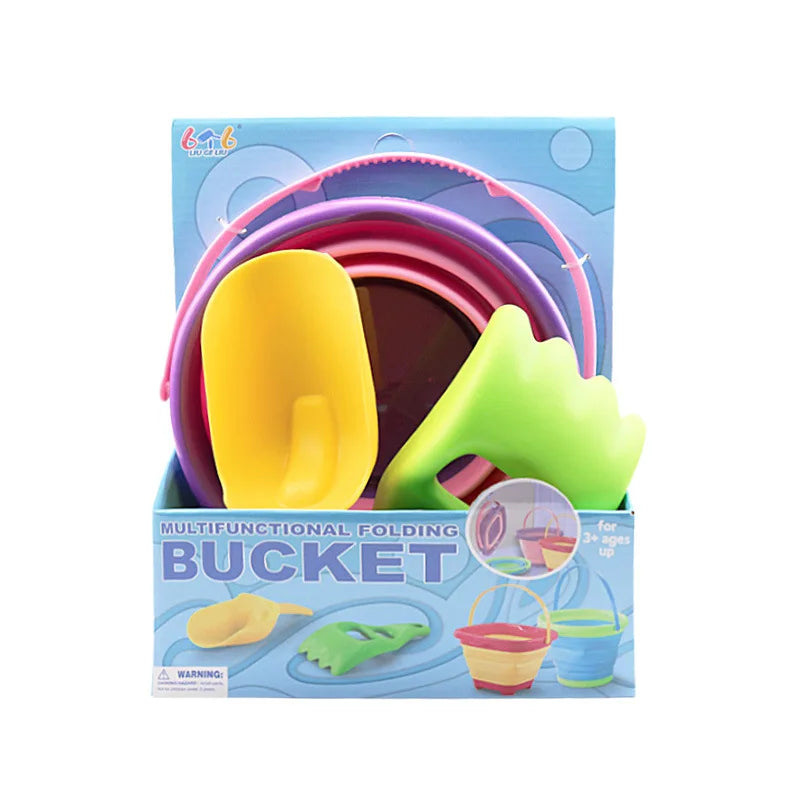 Fold & Fun Telescopic Beach Bucket: Portable Sand Toy and Multi-Purpose Storage for Kids' Summer Adventure - The Little Big Store