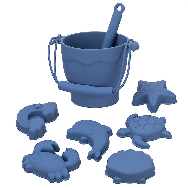 Sunny Sands Eco-Friendly Silicone Beach Toy Set: 8-Piece Fun in the Sun Kit