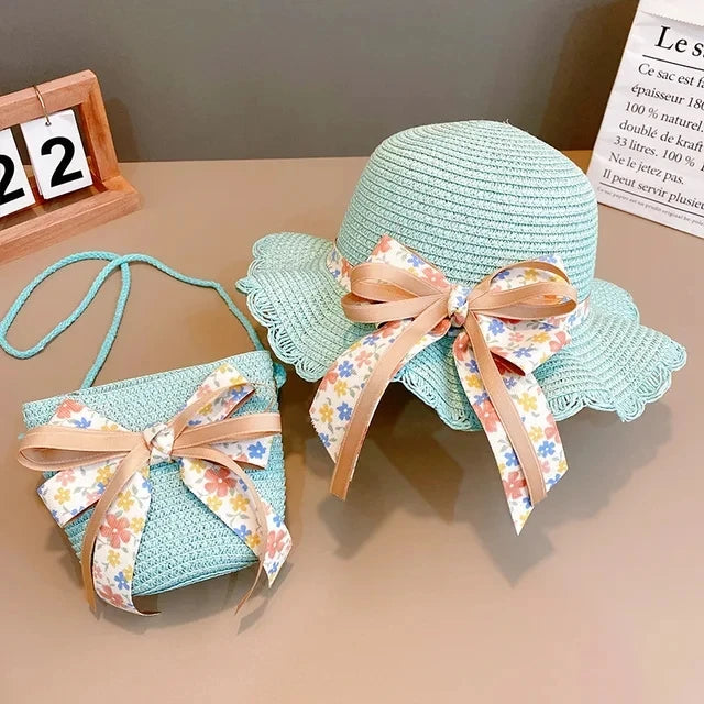 Sunshine Blossom Set: Summer Straw Hat and Handbag Ensemble for Girls - The Little Big Store