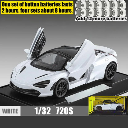 1:32 McLaren 720s Supercar Sports Alloy Diecast Model Car Sound And Light Pull Back Children Toys Cars Birthday Gifts With Kids
