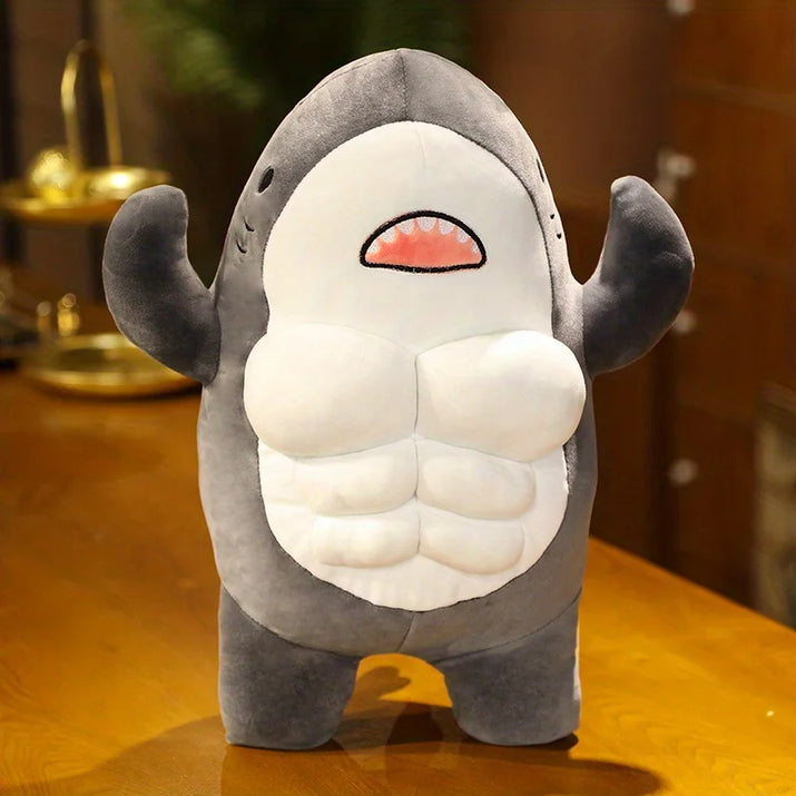 Whale of a Cuddle: Jumbo Muscle Shark Plushie - The Little Big Store