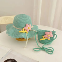 Sunshine Blossom Set: Summer Straw Hat and Handbag Ensemble for Girls - The Little Big Store