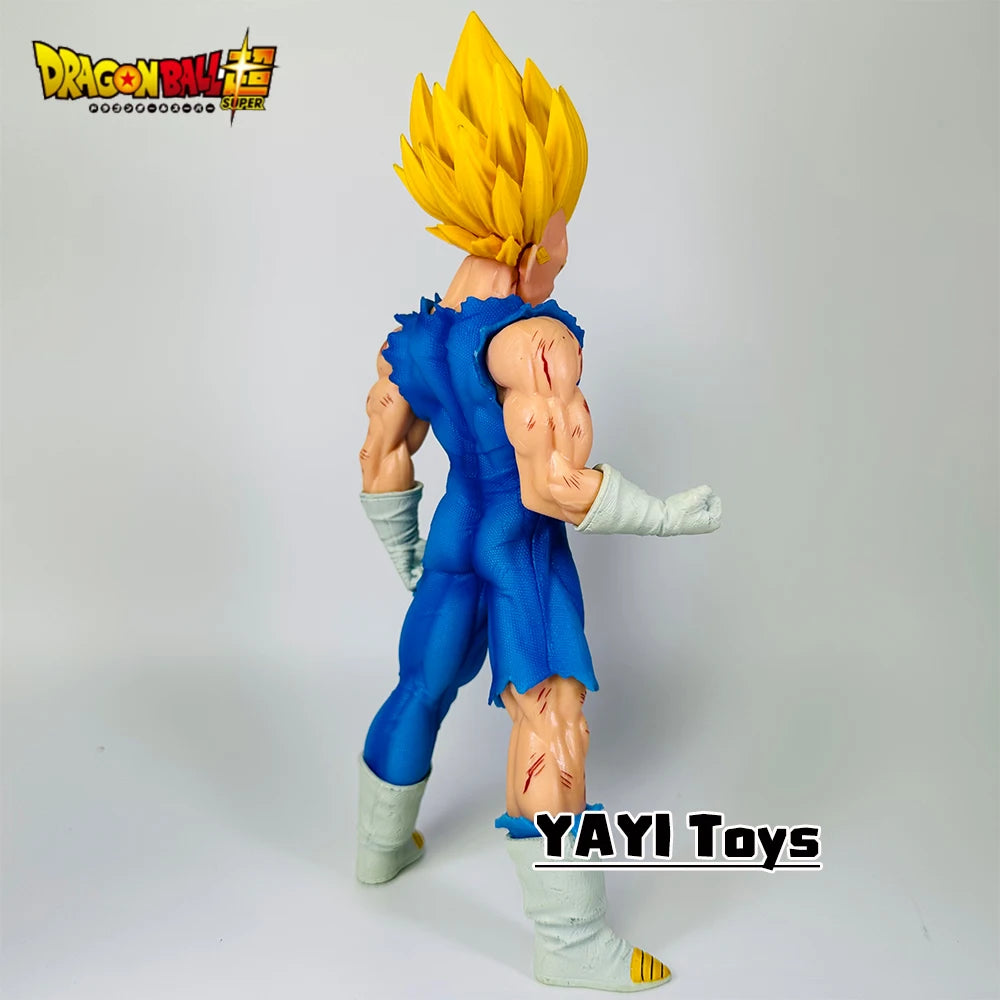 Dragon Ball Z figurine with spiky hair and blue outfit on a white background, featuring YAYI Toys branding.