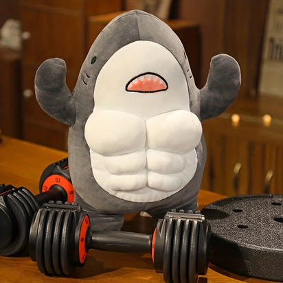 Whale of a Cuddle: Jumbo Muscle Shark Plushie - The Little Big Store