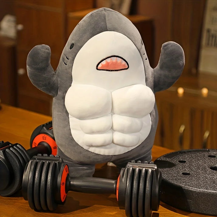 Whale of a Cuddle: Jumbo Muscle Shark Plushie - The Little Big Store