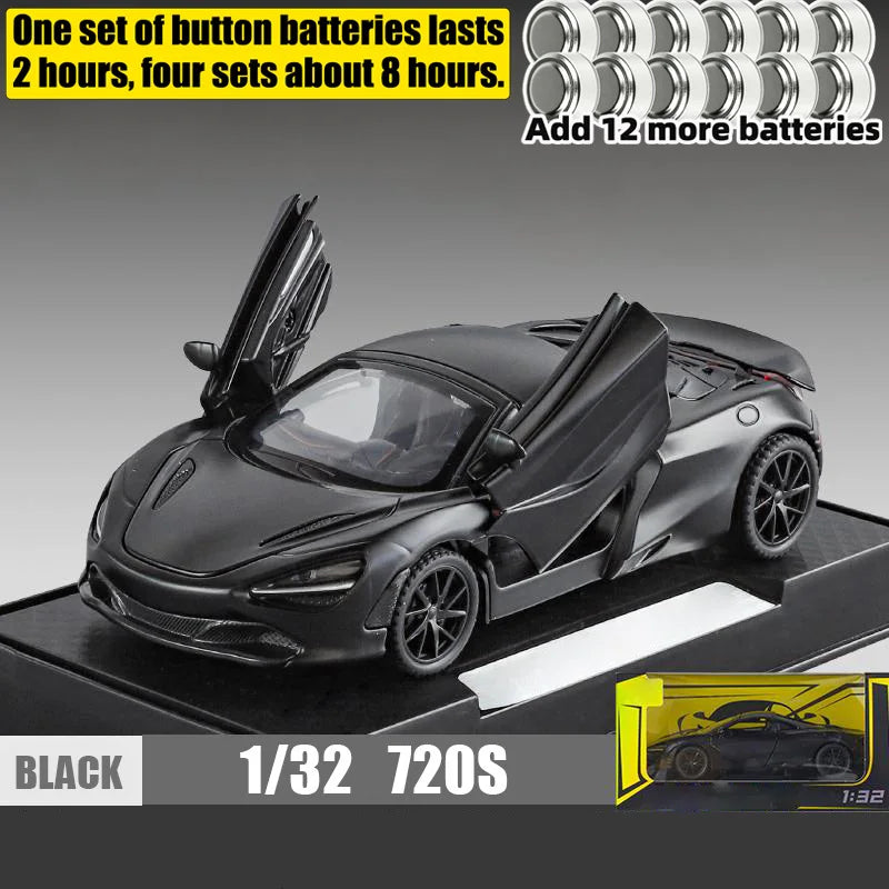 1:32 McLaren 720s Supercar Sports Alloy Diecast Model Car Sound And Light Pull Back Children Toys Cars Birthday Gifts With Kids