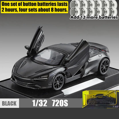 1:32 McLaren 720s Supercar Sports Alloy Diecast Model Car Sound And Light Pull Back Children Toys Cars Birthday Gifts With Kids