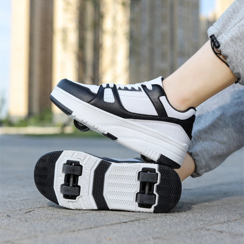 🌀 GlideX™ StreetRoll 2-in-1 Roller Sneakers 🛹👟 – Double Wheel Fun for Boys & Teens!