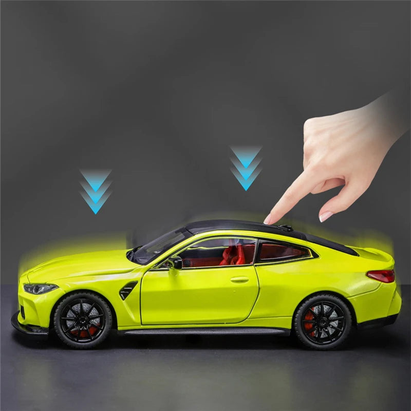 🚗 M4 G82 TurboDiecast™ 1:24 Alloy Sports Car with Lights & Sound ✨ – Realistic Racer for Kids & Collectors!