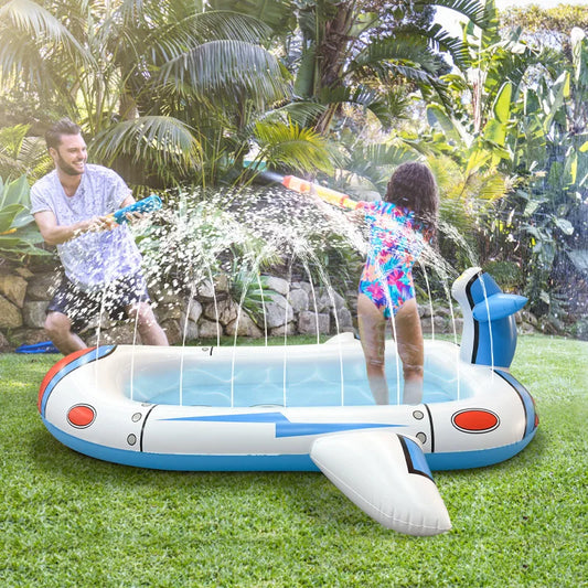 Splash & Sprinkle Oasis: 3-in-1 Swimming Pool, Splash Pad, and Sprinkler for Kids' Summer Water Park Fun!