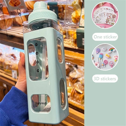Cuddly Bear Sippy Cup: Kawaii Water Bottle with 3D Bear Sticker and Straw, BPA-Free Plastic, 700ml - The Little Big Store