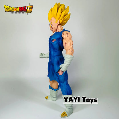 Super Saiyan Blue character figure with yellow hair on a white background, featuring the Dragon Ball Z logo and YAYI Toys branding.
