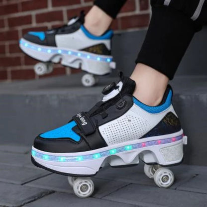 GlideX™ StreetRoll – 2-in-1 Double Wheel Roller Shoes for Boys & Teens