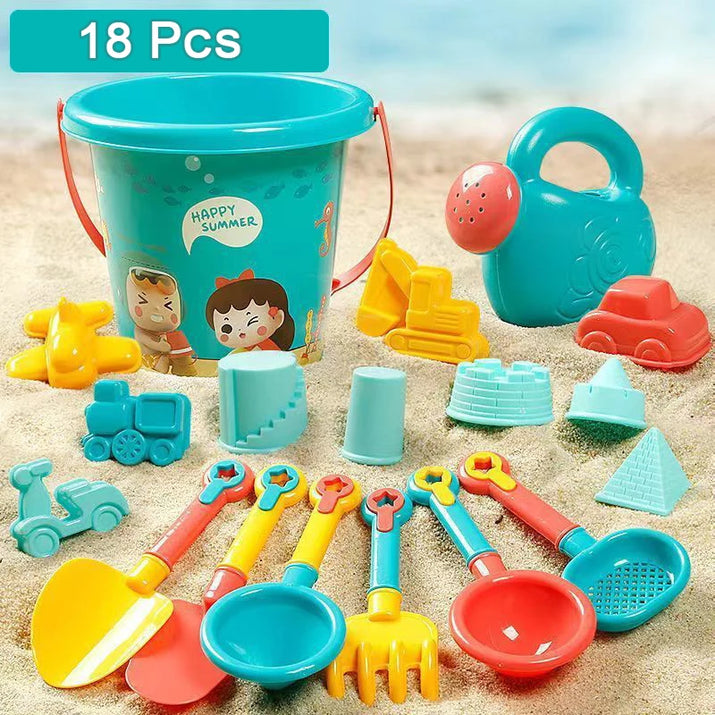 Sunny Sandcastle Fun: 18-Piece Beach Toy Set for Kids' Summer Adventures - The Little Big Store