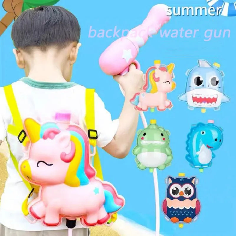 Splash Safari Backpack Water Gun: Cartoon Animal-themed Water Blasters for Kids' Summer Water Battles