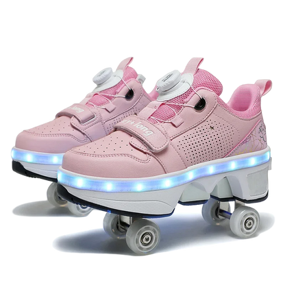 GlideX™ StreetRoll – 2-in-1 Double Wheel Roller Shoes for Boys & Teens