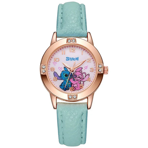 Watch with cartoon characters on the dial against a white background