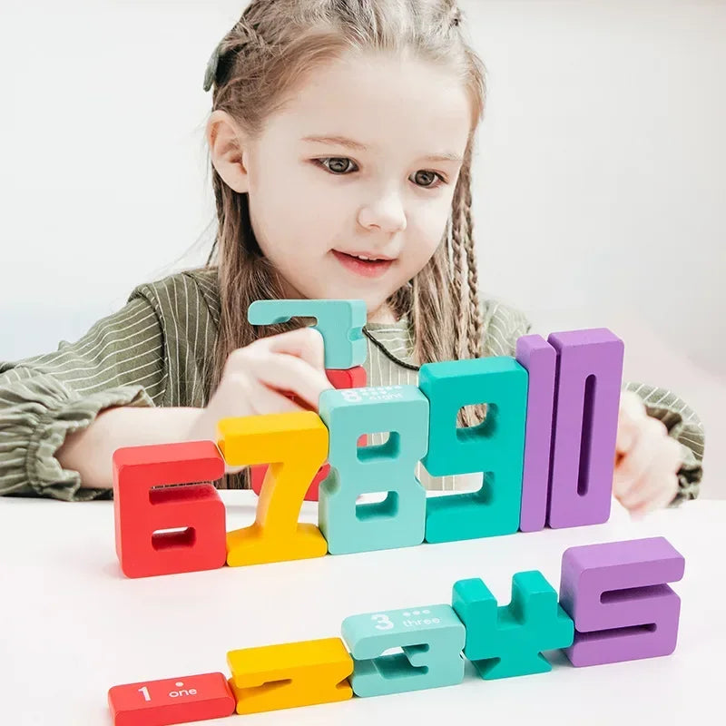 Stack & Learn: Wooden Montessori Number Blocks