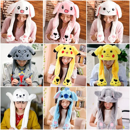 Rabbit Ear Airbag Hat: Fun Plush Toy Cap for Kids and Adults - The Little Big Store