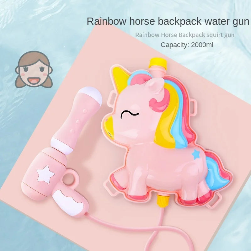 Splash Safari Backpack Water Gun: Cartoon Animal-themed Water Blasters for Kids' Summer Water Battles