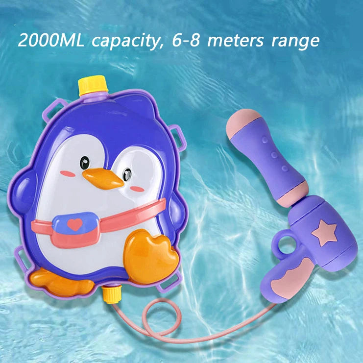 Splash Safari Backpack Water Gun: Cartoon Animal-themed Water Blasters for Kids' Summer Water Battles
