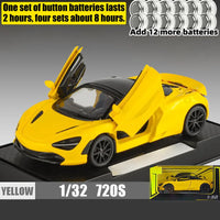 1:32 McLaren 720s Supercar Sports Alloy Diecast Model Car Sound And Light Pull Back Children Toys Cars Birthday Gifts With Kids