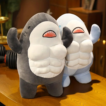 Whale of a Cuddle: Jumbo Muscle Shark Plushie - The Little Big Store