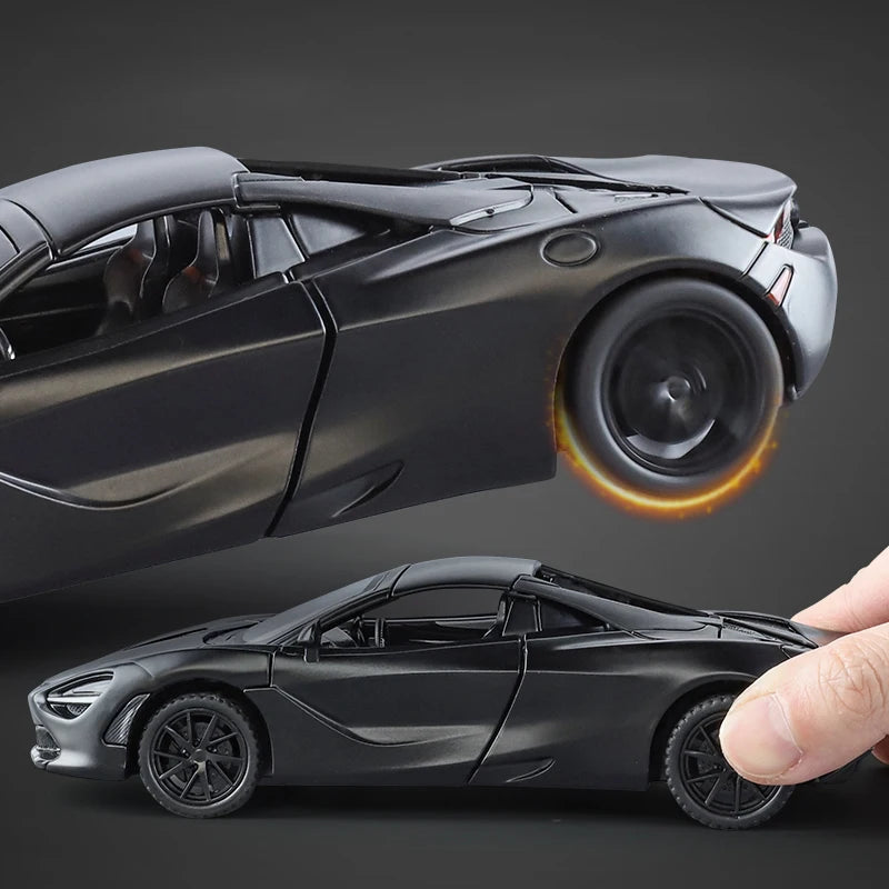 1:32 McLaren 720s Supercar Sports Alloy Diecast Model Car Sound And Light Pull Back Children Toys Cars Birthday Gifts With Kids