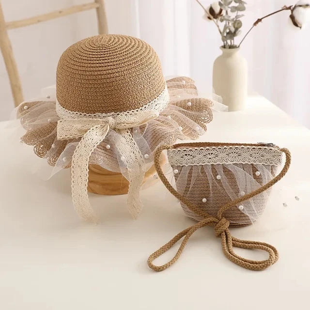 Sunshine Blossom Set: Summer Straw Hat and Handbag Ensemble for Girls - The Little Big Store