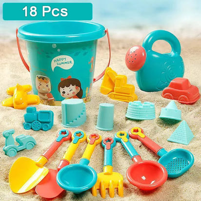 Sunny Sandcastle Fun: 18-Piece Beach Toy Set for Kids' Summer Adventures - The Little Big Store