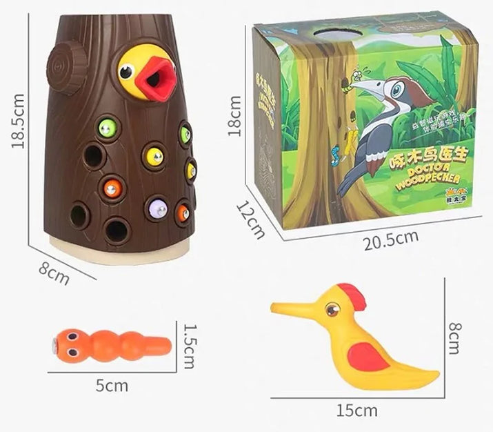 Woodpecker Worm Catching Game: Magnetic Family Fun and Educational Toy Set for Kids - The Little Big Store