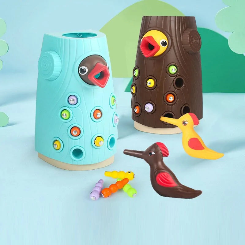 Woodpecker Worm Catching Game: Magnetic Family Fun and Educational Toy Set for Kids - The Little Big Store