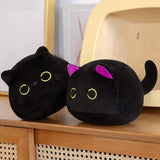 Black and purple ear-accent round cat plush options