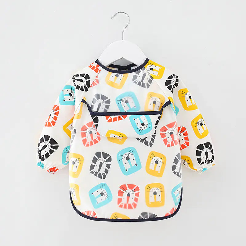 SplashGuard™ Waterproof Cotton Bib – Long Sleeve Feeding Apron for Kids