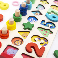 3-in-1 Wooden Educational Toy - Color, Number & Shape Puzzle - The Little Big Store