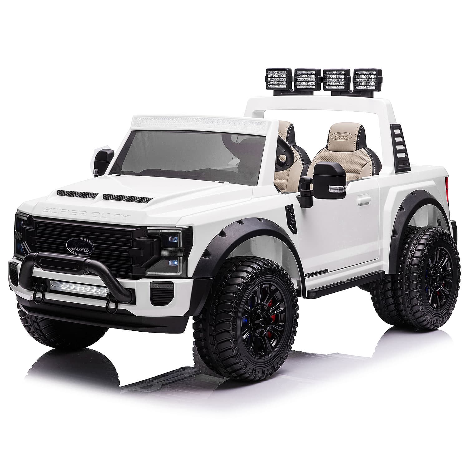 Ford F450 Custom Edition 24V Kids Ride-On Car Truck with R/C Parental Remote | White - The Little Big Store