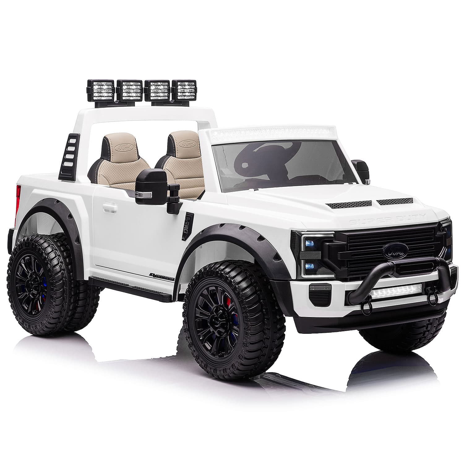 Ford F450 Custom Edition 24V Kids Ride-On Car Truck with R/C Parental Remote | White - The Little Big Store