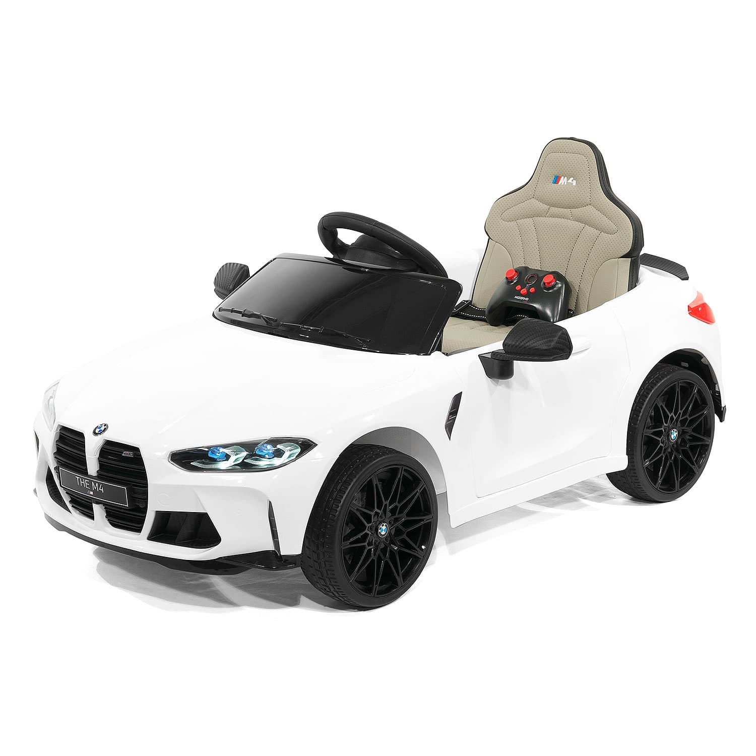 BMW M4 12V Kids Ride-On Car with R/C Parental Remote | White - The Little Big Store