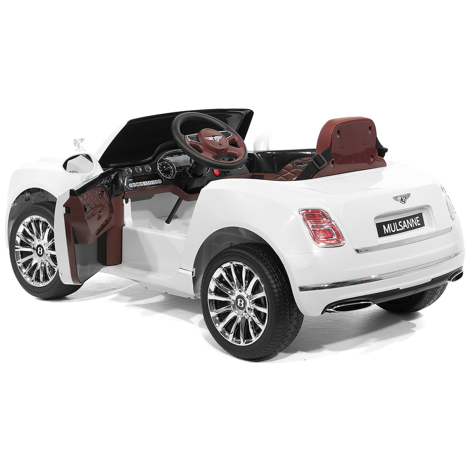Bentley Mulsanne 12V Kids Ride on Car with Parental Remote Control | White - The Little Big Store