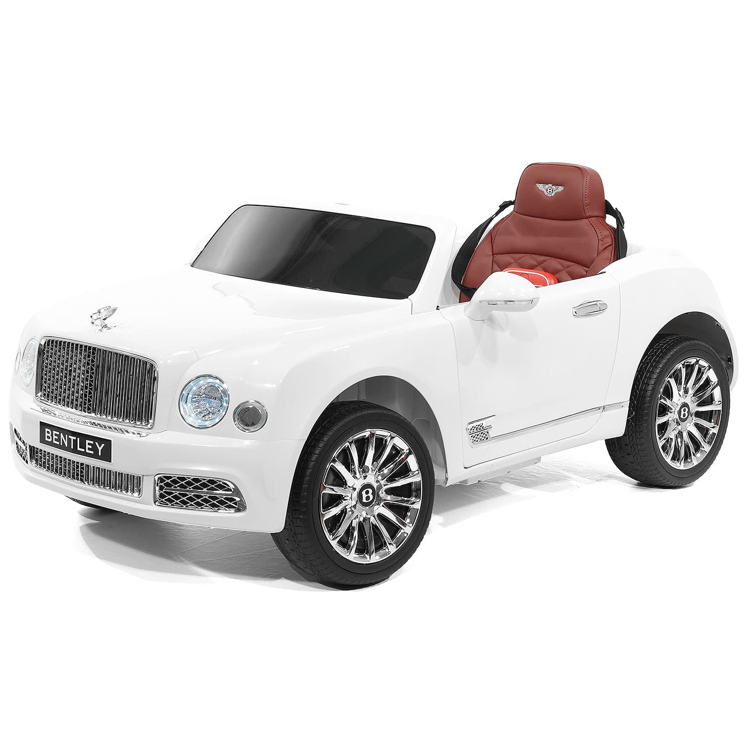 Bentley Mulsanne 12V Kids Ride on Car with Parental Remote Control | White - The Little Big Store