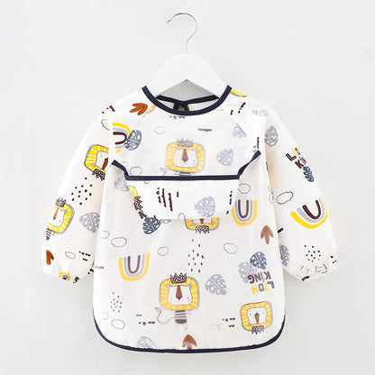SplashGuard™ Waterproof Cotton Bib – Long Sleeve Feeding Apron for Kids