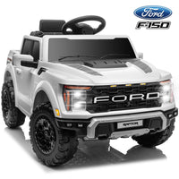 Exciting 12V Ford F 150 Raptor Ride-On Car with Remote Control - Bluetooth, LED Lights & Music for Kids Aged 3-6 - Perfect Adventure Vehicle in White