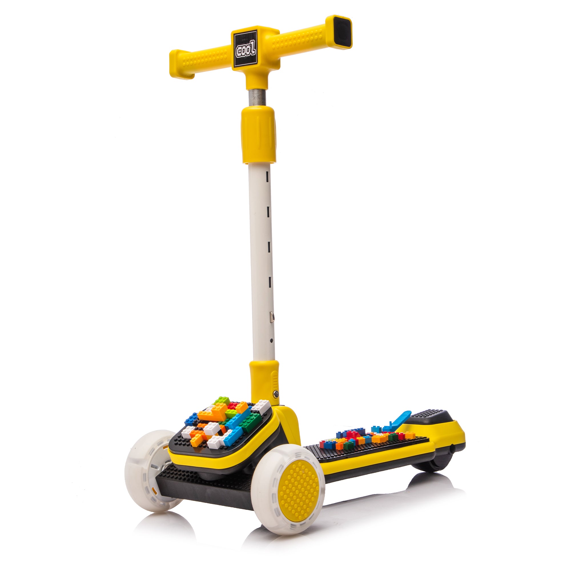 Kids 3-Wheel Scooter with Flash Wheels – Yellow