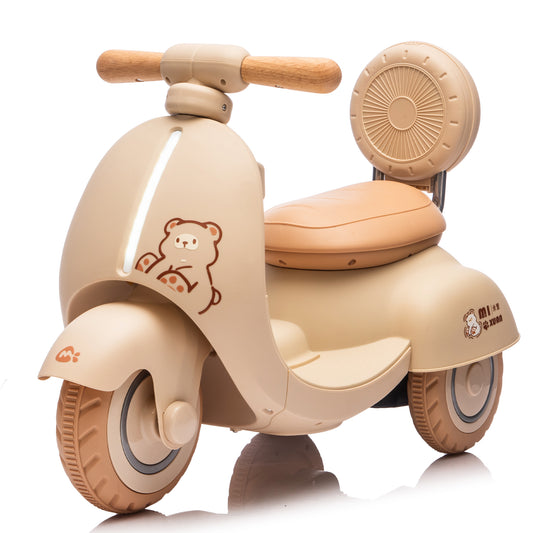 12V Kids Electric 3-Wheel Scooter – Beige w/ Remote