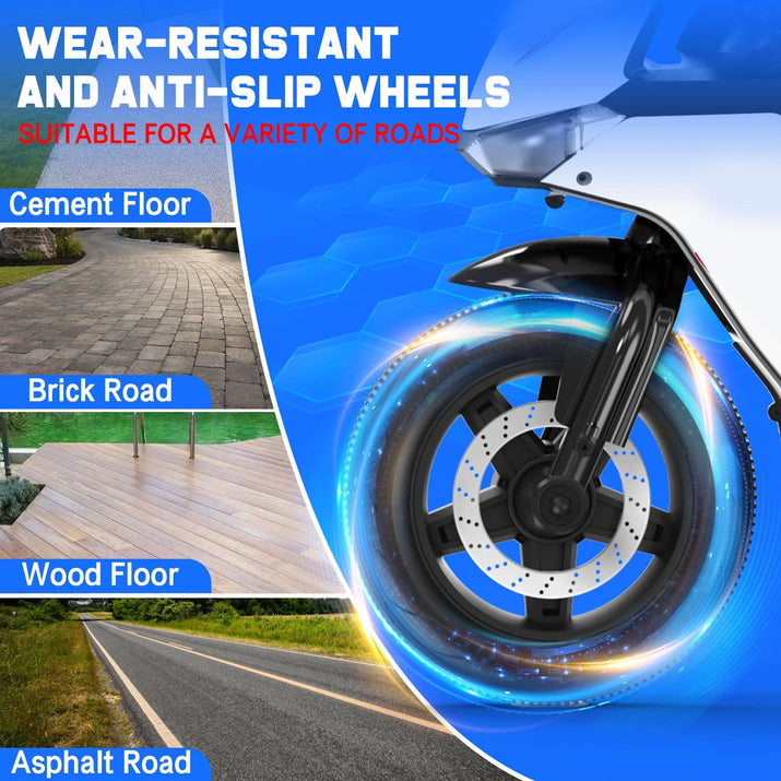 12V Motorcycle for Kids, Electric Motorcycle with 3 Wheels&Music ,Ride on Toys for Boy Girl