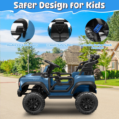 Ford Bronco Raptor Electric Ride on Toy Car for Toddler Kids, 12V Battery Powered Ride on Cars W/Remote Control, Bluetooth & Lights, Blue