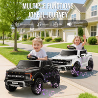 Exciting 12V Ford F 150 Raptor Ride-On Car with Remote Control - Bluetooth, LED Lights & Music for Kids Aged 3-6 - Perfect Adventure Vehicle in White