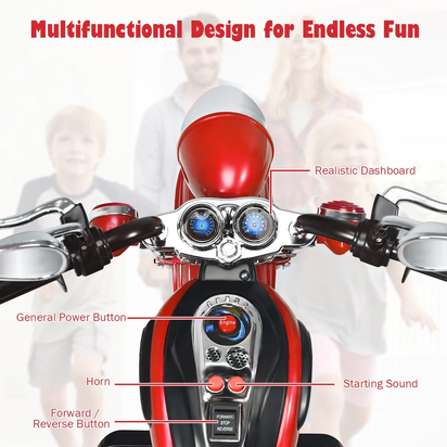3 Wheel Kids Ride on Motorcycle 6V Battery Powered Electric Toy Red