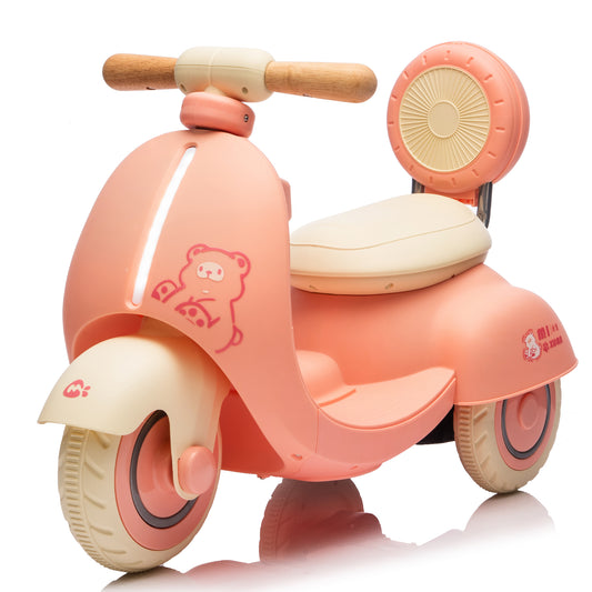 12V Kids Ride On Electric Motorcycle,Toddler Scooter W/Parents Control,Three-Wheel Stable Design,Special Wooden Handle,Smoother Output and Slow Start&Stop,More Suitable For 1-3 Years BABY's First Toy.