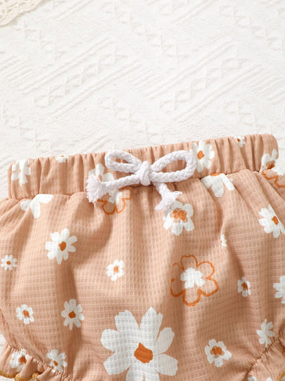 Children's Ruffled Floral Bodysuit and Bloomer, Headband Set - The Little Big Store